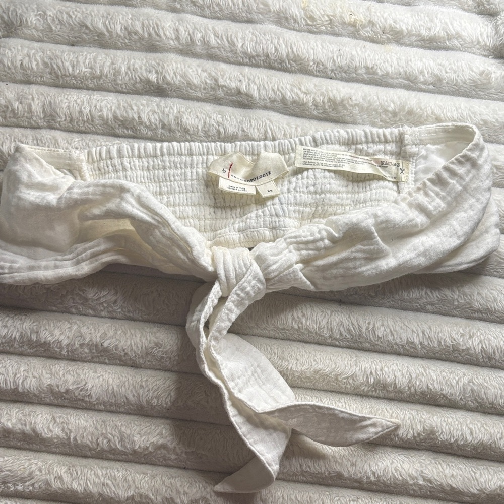Anthropologie White Tie-Front Bra